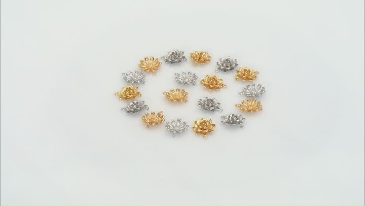 Daisy & Water Lily Brass Connector in Gold Tone and Silver Tone appx 20 Pieces Total Video Thumbnail