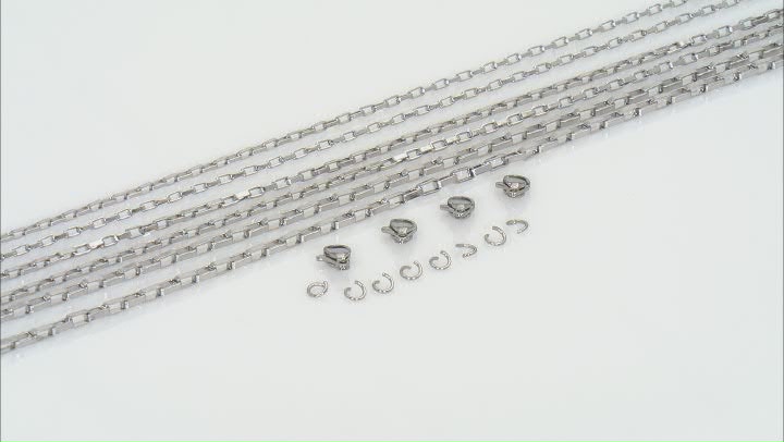 Stainless Steel Box Chain & Finding Kit Includes 3 Size Chains, 4 Lobster Clasps, & 8 Jump Rings Video Thumbnail
