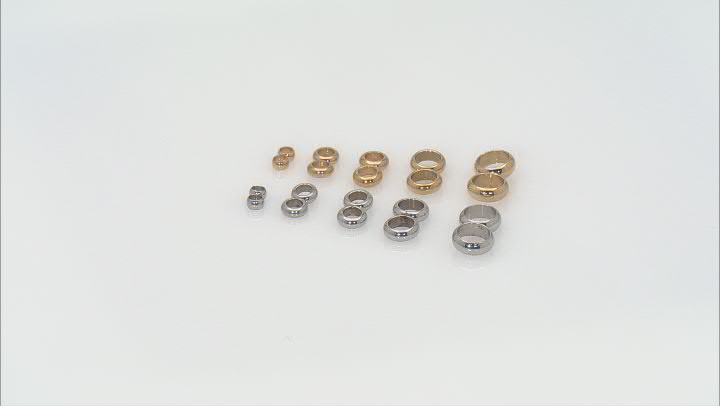 Stainless Steel and 18k Gold Over Stainless Steel Double Ring Spacer Bead appx 70 Pieces total Video Thumbnail
