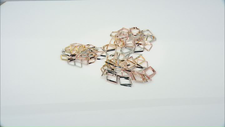 Brass Frame Dangle Beads in Silver, Rose Gold, And Gold Tone Set of appx 102 Pieces in Total Video Thumbnail