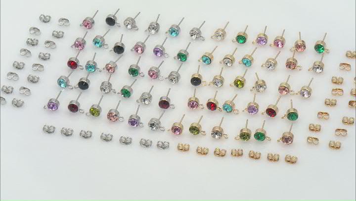 Crystal Earring Component with Closed Ring in Gold and Silver Tone appx 80 Pieces Total Video Thumbnail