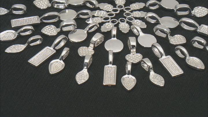 Silver Tone Glue on Bail in 6 Shapes Total of 60 Pieces Video Thumbnail