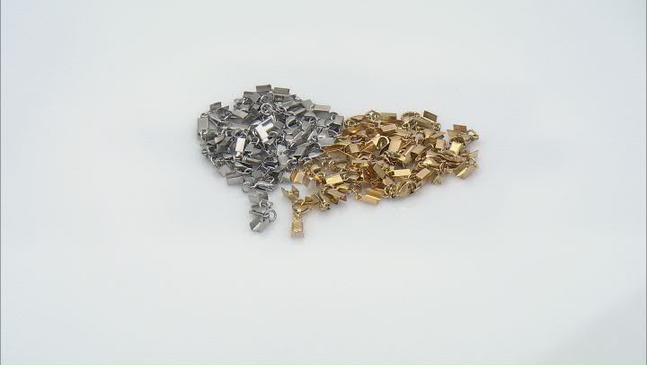 Stainless Steel and 18k Gold over Stainless Steel Fold Over Ends with appx 30mm appx 50pcs in Total Video Thumbnail