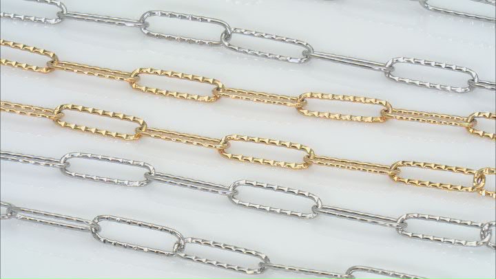 18k Gold over Stainless Steel and Stainless Steel Unfinished Paper Clip Chain appx 3m in Total Video Thumbnail