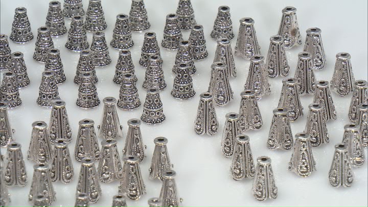 Antiqued Silver Tone Indonesian Design Cone Component in 3 Sizes appx 150 Pieces Total Video Thumbnail