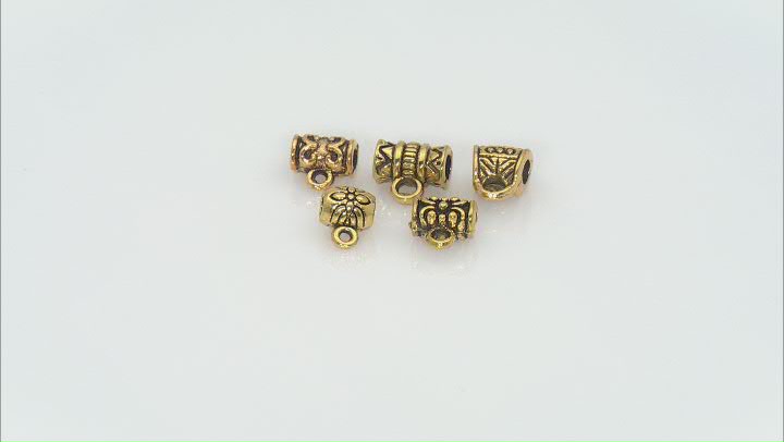 Gold Tone Metal Slider Bail Beads with Clover, Swirl, Flower, Tribal Designs appx 300 Total Pieces Video Thumbnail