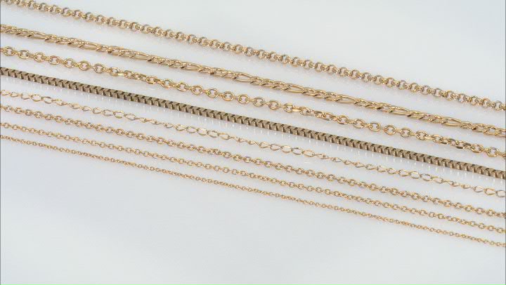 18k Gold Over Stainless Steel Finished Chain Set of 8 Video Thumbnail