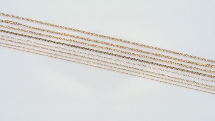 18k Gold Over Stainless Steel Finished Chain Set of 8 Video Thumbnail