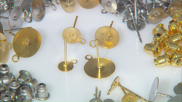 18k Gold over Stainless Steel and Stainless Steel Disk Post Earrings with Jump Ring & Earring Backs Video Thumbnail