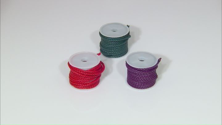 Faux Leather Round Twist Texture Cord appx 3mm in Red, Purple, Green Video Thumbnail