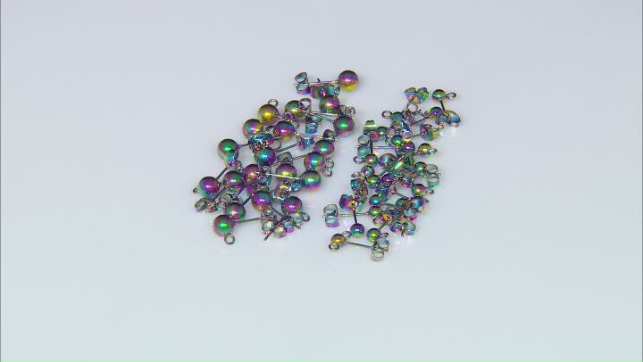Ball Earring Post with Jumpring & Backing Kit in Rainbow Titanium over Stainless Steel 80 Pcs Total Video Thumbnail