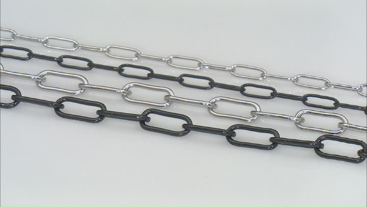 Paperclip Chain Set of 4 in Gunmetal Plated Stainless Steel Finish Assorted MM & Length Video Thumbnail
