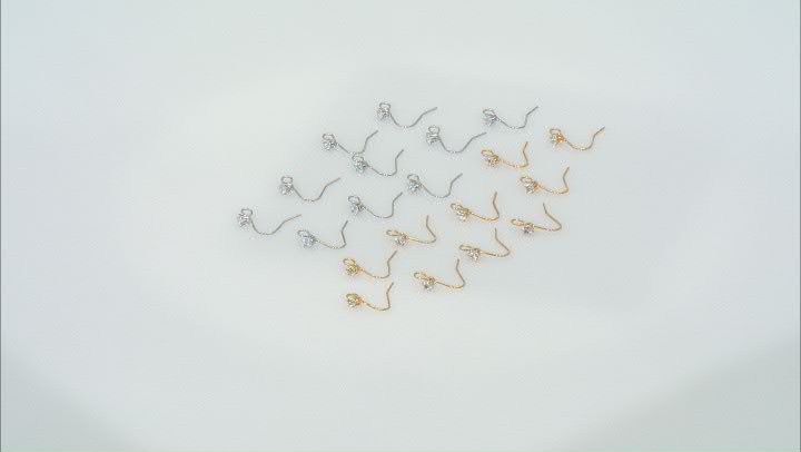 Ear Wire 14mm with 3mm CZ & Open Ring 20 Pcs in 18k Gold Plate over Brass & Silver Tone Brass Video Thumbnail