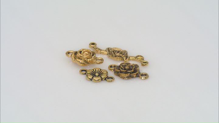 Flower Style Connectors in Antiqued Gold Tone Total of 110 Pieces in Assorted Shapes & Sizes Video Thumbnail