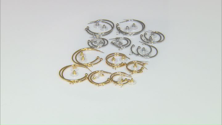 18k Gold over Stainless Steel & Stainless Steel Hoop Earring with Open Jump Ring in Assorted Sizes Video Thumbnail