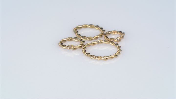 18k Gold Over Stainless Steel Rope Textured Jump Rings in Assorted Sizes Video Thumbnail