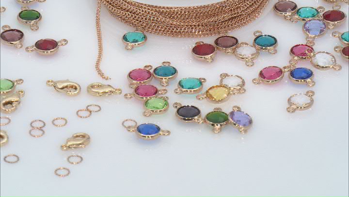 Gold Tone Birthstone Bracelet and Necklace Kit Video Thumbnail