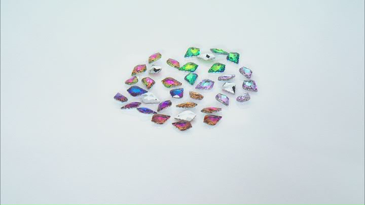 Peacock Iridescent Faceted Teardrop Glass Dangles set of 35 Video Thumbnail