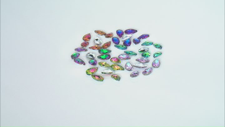 Peacock Iridescent Faceted Teardrop Glass Dangles set of 42 Video Thumbnail