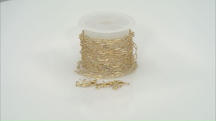 Gold Tone Unfinished Paperclip Chain appx 3m and Findings Video Thumbnail