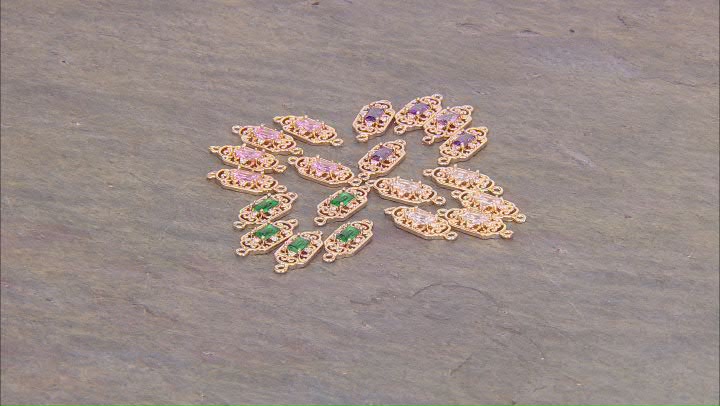 Gold Tone Multi-Color Cubic Zirconia 17.5x7mm Connector Set of 20 Video Thumbnail