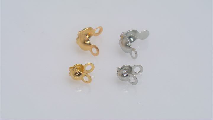 Brass Clamp-On Bead Tip Findings with Double Loop in Silver & Gold Tone appx 600 Pieces Video Thumbnail