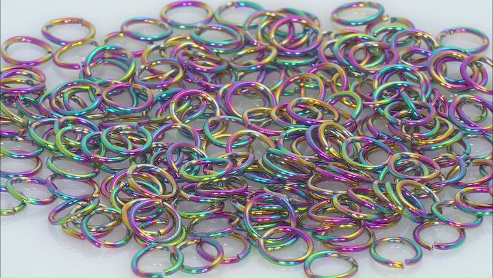 Rainbow Titanium over Stainless Steel Jump Rings Appx 200 Pieces Total Video Thumbnail