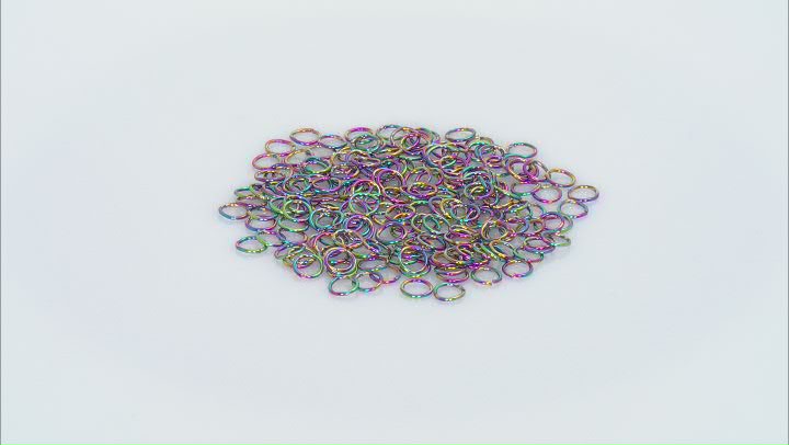 Rainbow Titanium over Stainless Steel Jump Rings Appx 200 Pieces Total Video Thumbnail