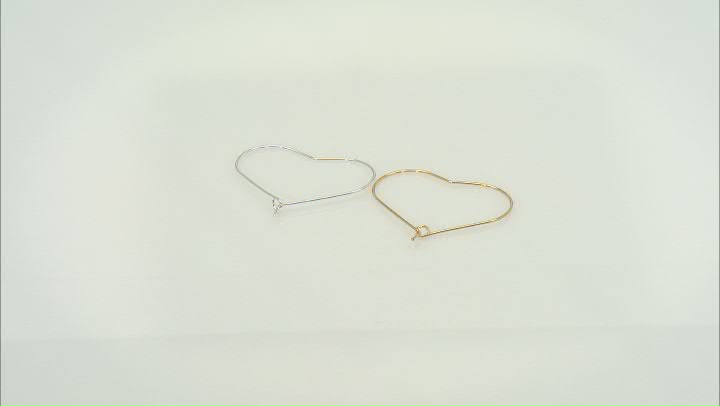 18k Gold Plated & Sterling Silver Plated Brass Heart Shape Ear Wire Hoop appx 100 Pieces Total Video Thumbnail