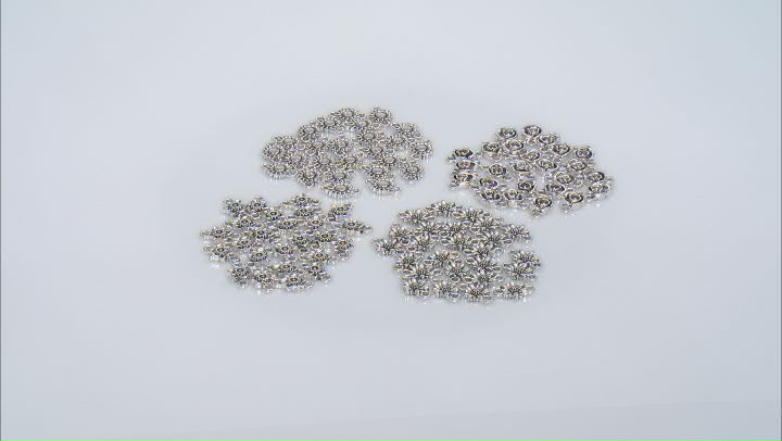 Base Metal Assorted Flower Connector in Antiqued Silver Tone Plated Total of 100 Pieces Video Thumbnail