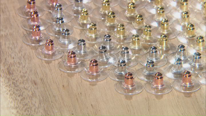 Bullet Clutch Earring Backs with Pad Set of 96 Pieces in Silver Tone, Gold Tone, and Rose Gold Tone Video Thumbnail