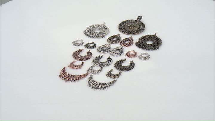Earring & Pendant Components Sets in 7 Styles & Assorted Antique Tones 19 Pieces Total Video Thumbnail