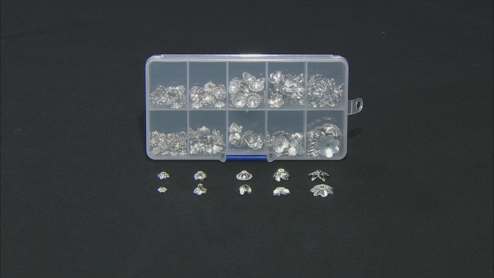Assorted Bead Cap Set in 10 Styles in Silver Tone 250 Pieces Total with Storage Case Video Thumbnail