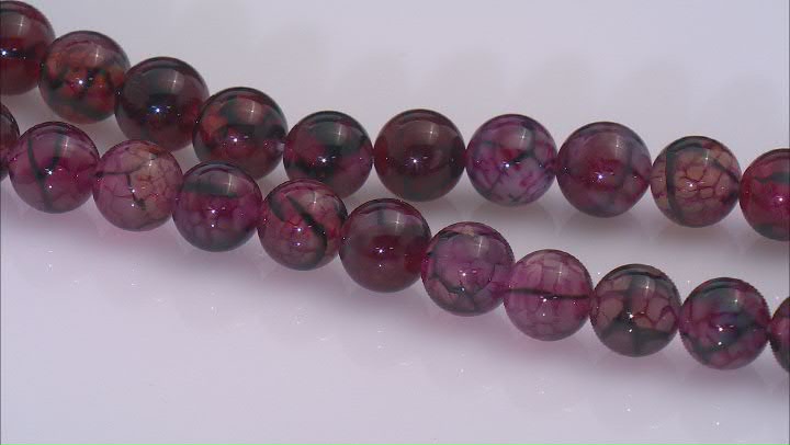 Red Quench Crackled Quartz 10mm Smooth Round Bead Strand Approximately 13-14" in Length Set of 2 Video Thumbnail