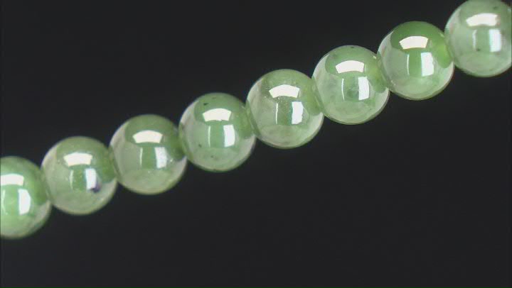 Nephrite 7.5-8mm Round Bead Strand Approximately 14-16" in Length Video Thumbnail