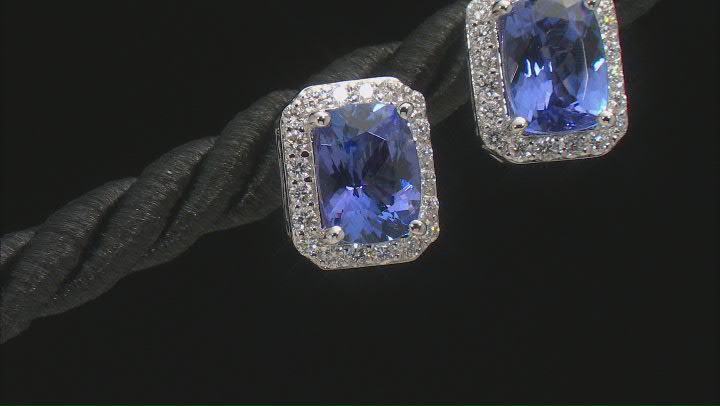 Blue Tanzanite Rhodium Over 14K White Gold Earrings 2.94ctw Video Thumbnail