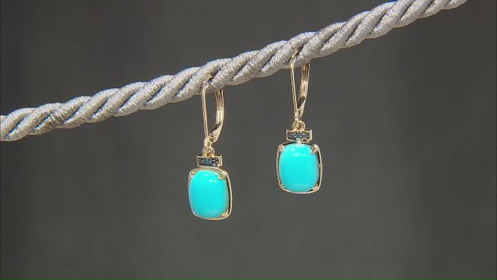 Blue Sleeping Beauty Turquoise 14k Yellow Gold Dangle Earrings Video Thumbnail