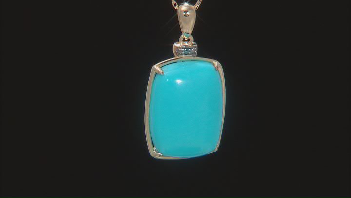 Blue Turquoise 14k Yellow Gold Pendant With Chain 0.01ct Video Thumbnail