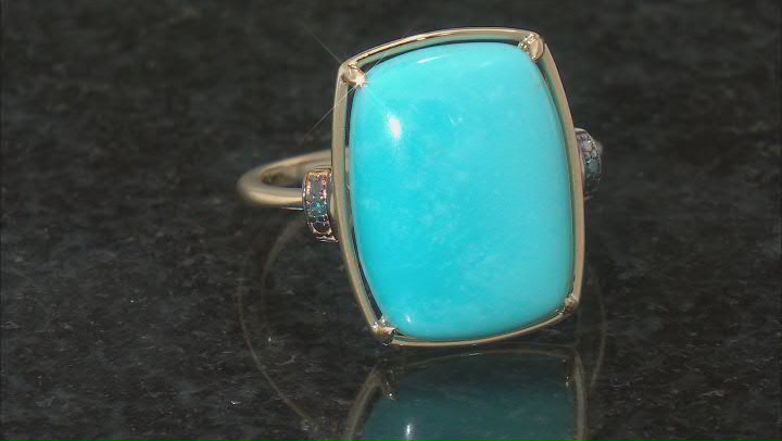Blue Sleeping Beauty Turquoise 14K Yellow Gold Ring 0.01ctw Video Thumbnail