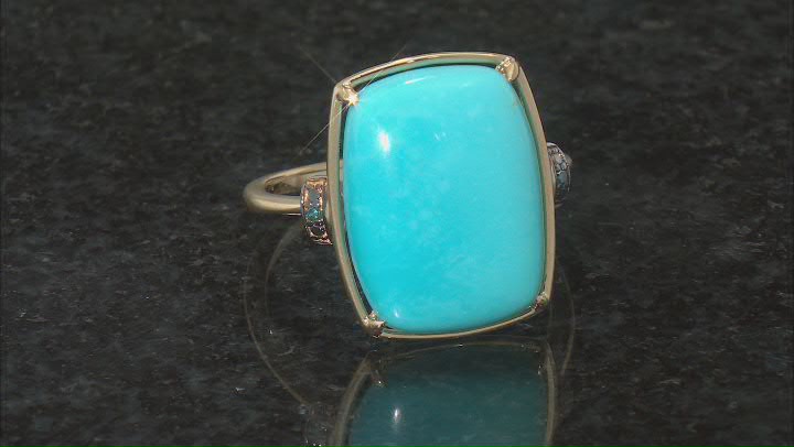 Blue Sleeping Beauty Turquoise 14K Yellow Gold Ring 0.01ctw Video Thumbnail