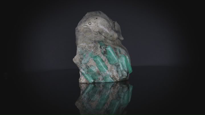 Emerald Dolphin Above Emerald Rocks Carving Video Thumbnail