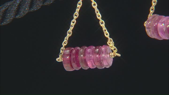 Pink Tourmaline 14k Gold Diamond Cut Cable Chain Dangle Earrings 13ctw Video Thumbnail