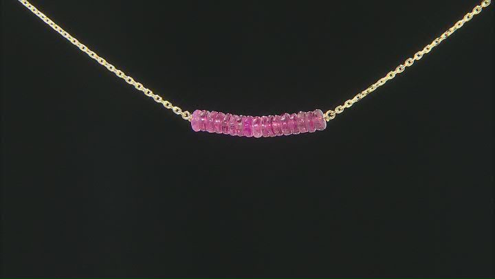 Pink Tourmaline 14k Gold Diamond Cut Cable Chain Bar Necklace 6ctw Video Thumbnail
