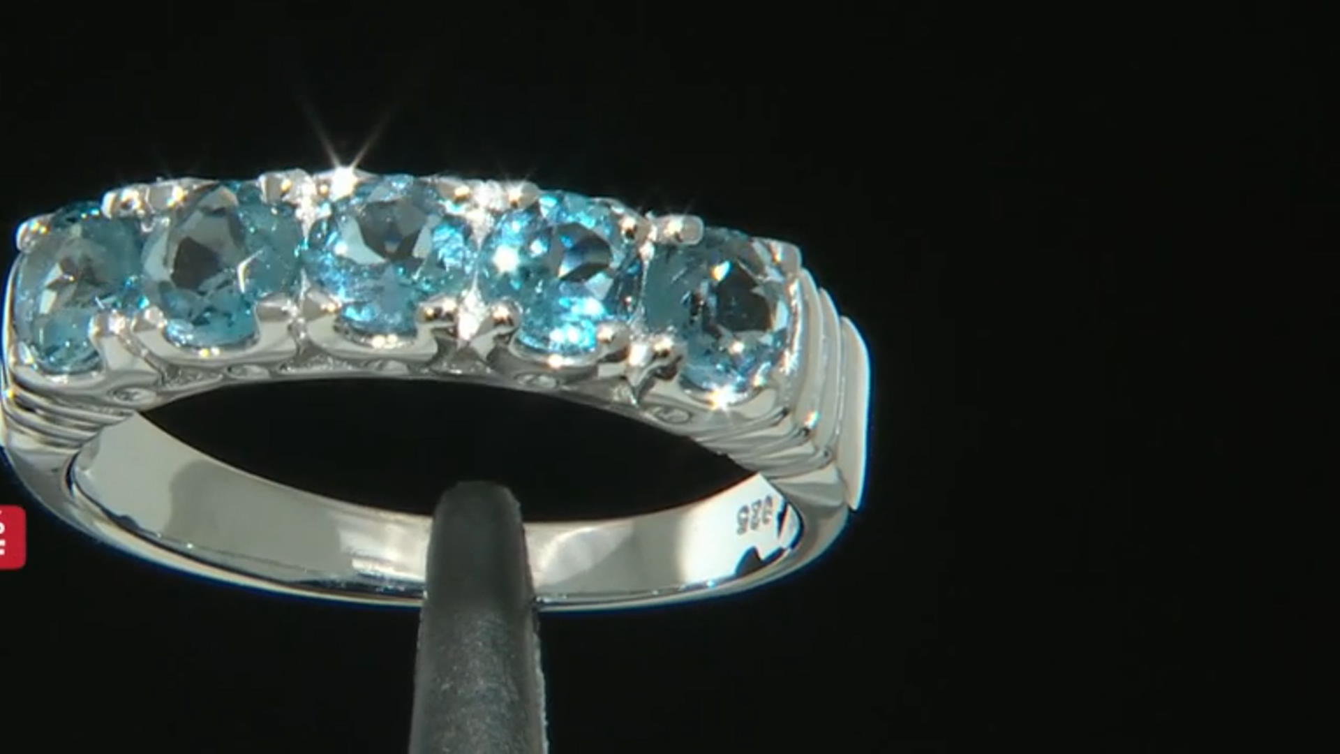 London Blue Topaz Rhodium Over Sterling Silver 5-Stone Ring 1.50ctw Video Thumbnail