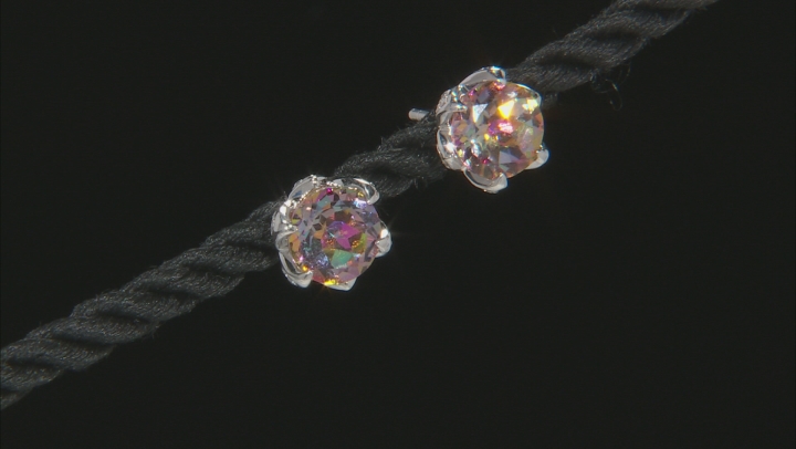 Multi Color Quartz rhodium over silver stud earrings 3.42ctw Video Thumbnail