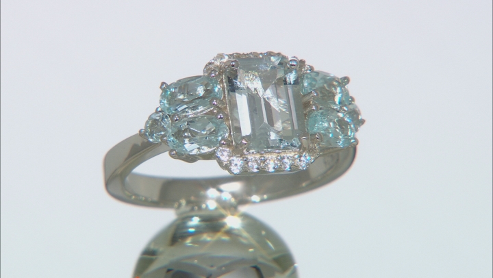 Blue aquamarine rhodium over sterling silver ring 2.35ctw Video Thumbnail