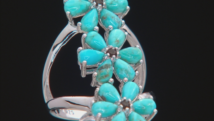 Blue Turquoise Rhodium Over Silver Ring .11ctw Video Thumbnail