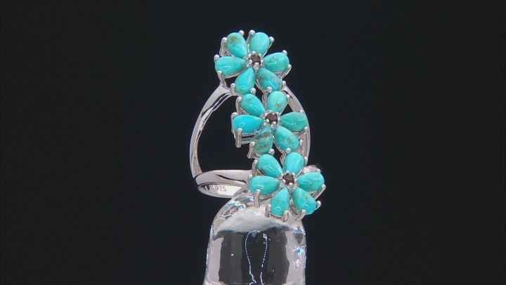 Blue Turquoise Rhodium Over Silver Ring .11ctw Video Thumbnail