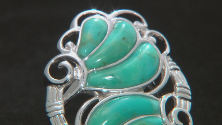 Blue turquoise rhodium over sterling silver ring Video Thumbnail