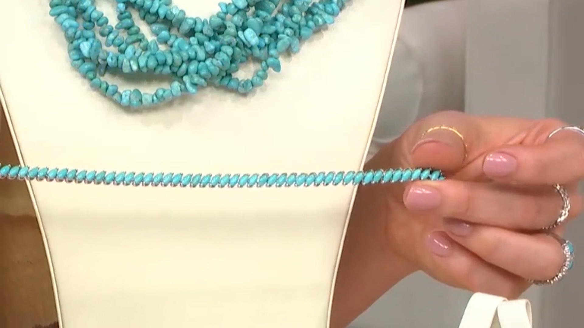 Blue Sleeping Beauty Turquoise rhodium over silver bracelet Video Thumbnail